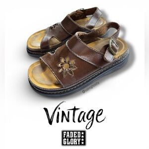 Vintage Y2K Faded Glory Laser Cut Brown Leather Boots Woman’s  Size 6.5